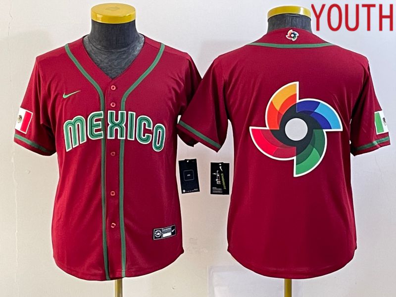 Youth 2023 World Cub Mexico Blank Red Nike MLB Jersey8->youth mlb jersey->Youth Jersey